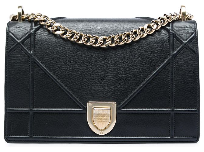 Diorama Flap de piel de becerro granulada negra tamaño Medium Dior Negro