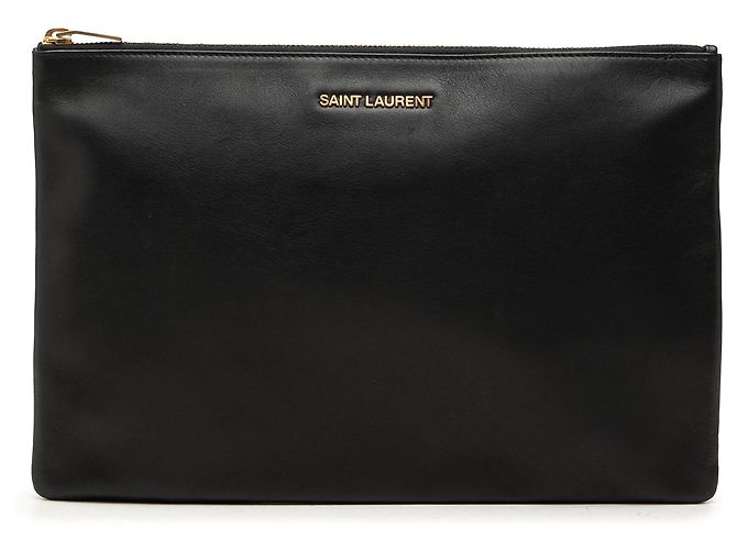 Autre Marque Pouch in pelle nera con zip Saint Laurent Nero