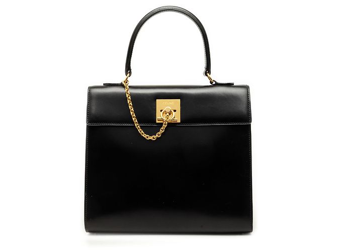 Céline Bolso de mano Celine de piel negra con cierre toggle Negro