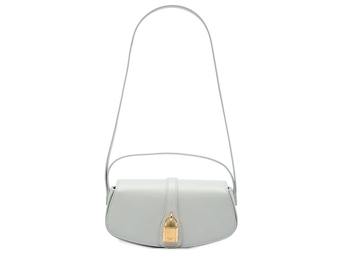 Céline Clutch Tabou Celine em pele de vitelo lisa cinza com alça Marrom
