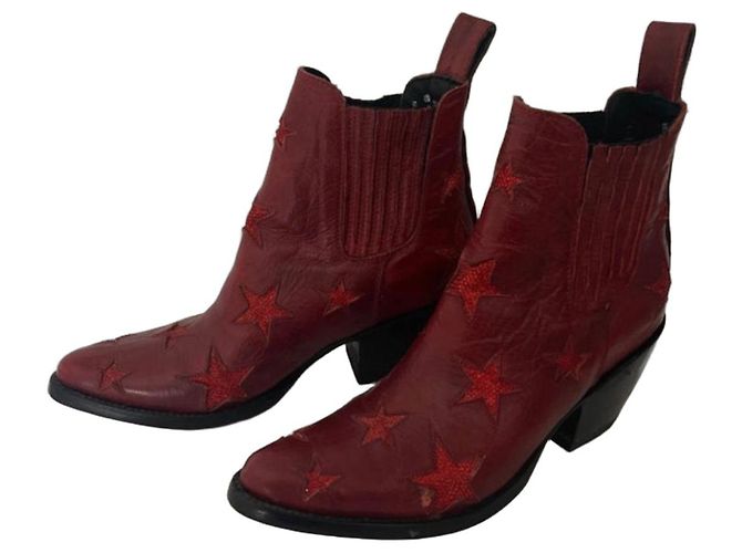 Autre Marque Botas Western Old Gringo Cuero Rojo Estrellas Roja