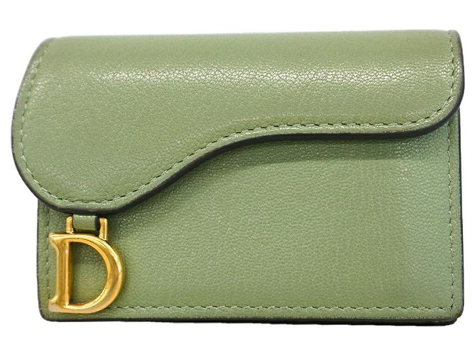 Tarjetero de piel verde Christian Dior