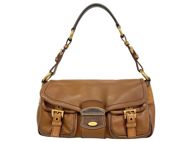 Sac à épaule Prada en cuir marron