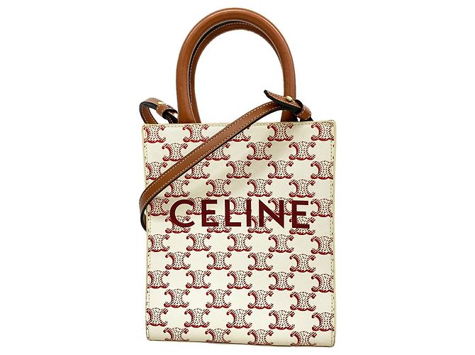 Céline Bolso Celine Triomphe Mini Vertical Cabas Blanco