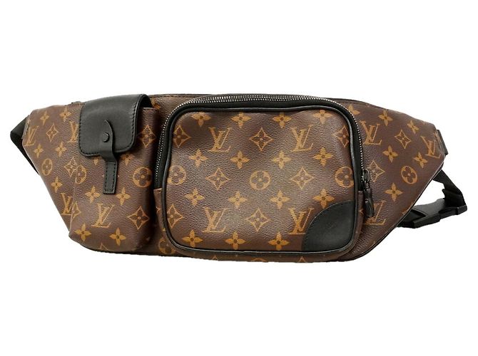 Sac banane Louis Vuitton Monogram Macassar Christopher Marron Noir