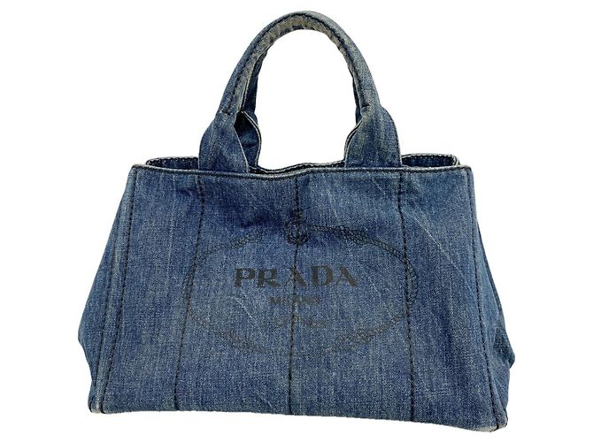 Borsa Tote Prada Canapa Denim Blu