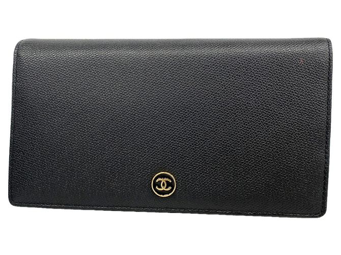 Cartera larga de Chanel en piel negra Negro