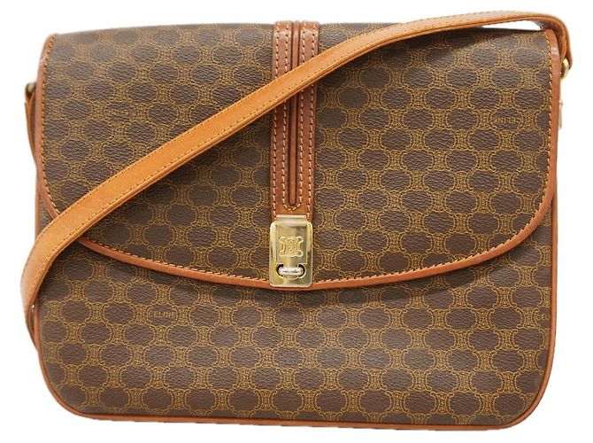 Céline Celine Macadam Shoulder Bag Brown