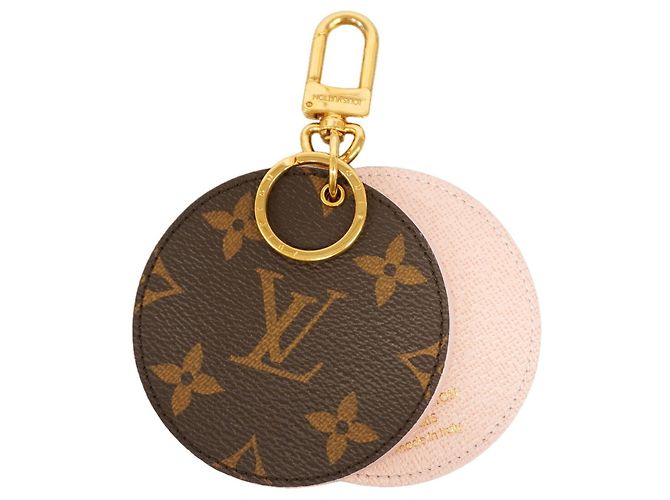 Louis Vuitton Keychain Charm Monogram LV Mirror Compact Brown Pink