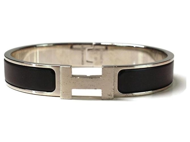 Hermès Bracelet Clic H GM Émail Noir Mat Bijouterie argentée