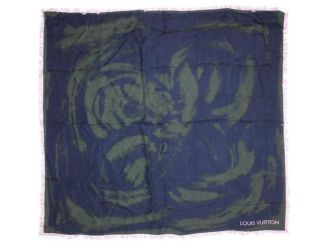 Louis Vuitton Uniformes Arty Flower Seidenschal Blau Grün
