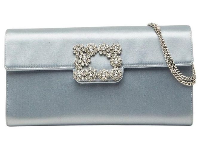 Borsa a tracolla in raso Roger Vivier Blu
