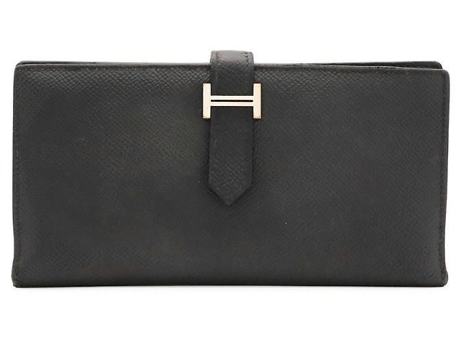 Hermès Hermes Bearn Soufflet Long Wallet Black