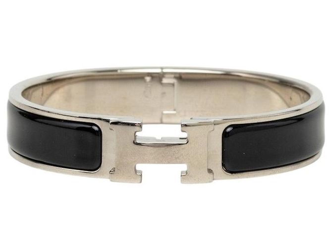 Hermès Bracelete Hermes Click H Prata Metálico