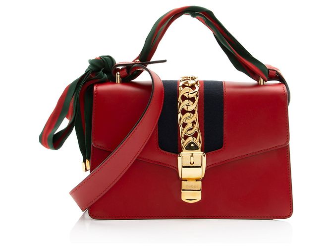 Borsa a tracolla piccola Gucci Leather Sylvie Rosso
