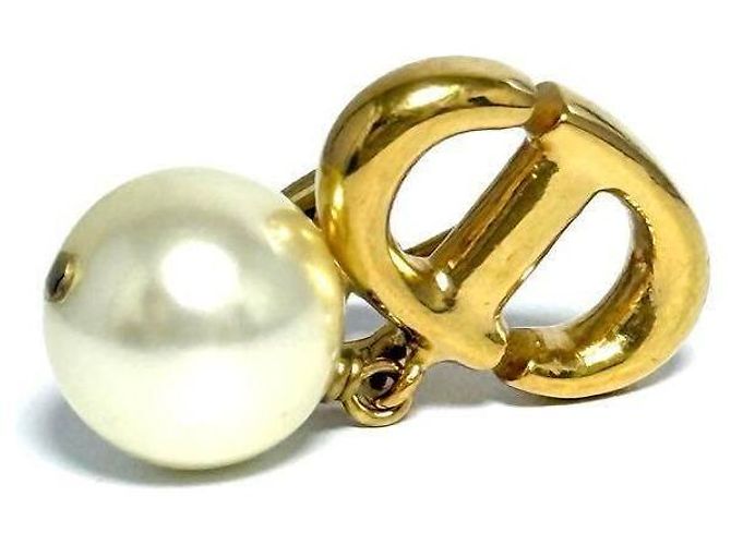 Boucles d'oreilles clips Christian Dior CD Navy Blanc