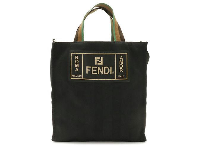 Fendi Logo Tote Bag Schwarz Nylon