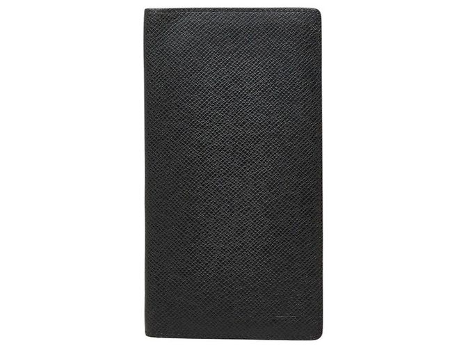 Louis Vuitton Portefeuille Long Taiga Leather Wallet Black