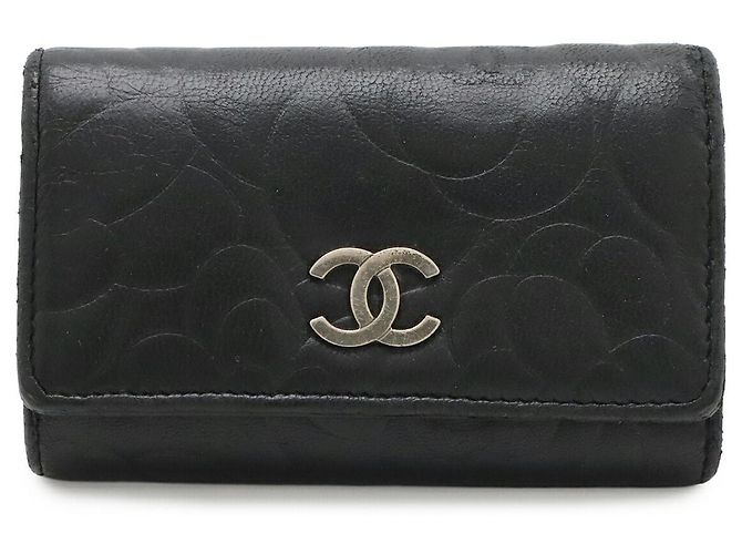 Portachiavi Chanel Camellia Coco 6-Key Case Nero