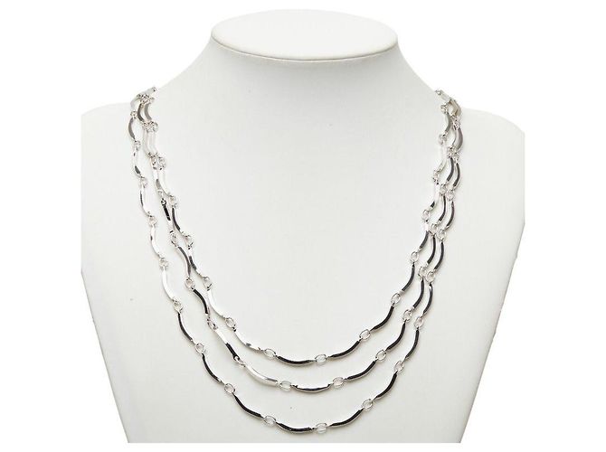 Yves Saint Laurent Collana lunga in metallo Saint Laurent Argento Metallico