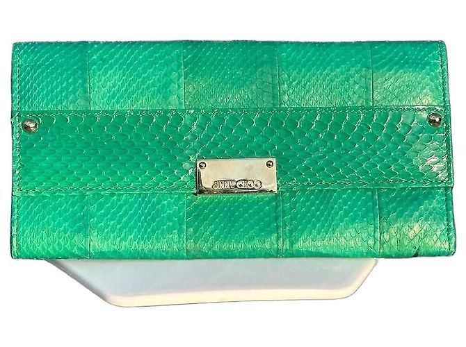 Cartera Jimmy Choo de piel de pitón verde