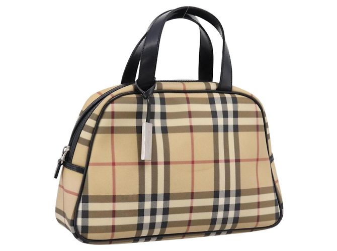 Borsa a mano BURBERRY Nova Check PVC Beige Silver Auth 205260A Argento