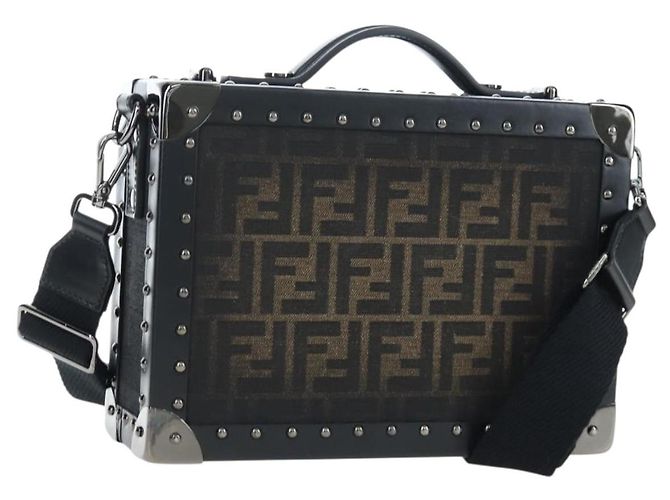 Borsa a Mano FENDI Zucca Canvas 2way Nero Marrone Auth 204492SAM