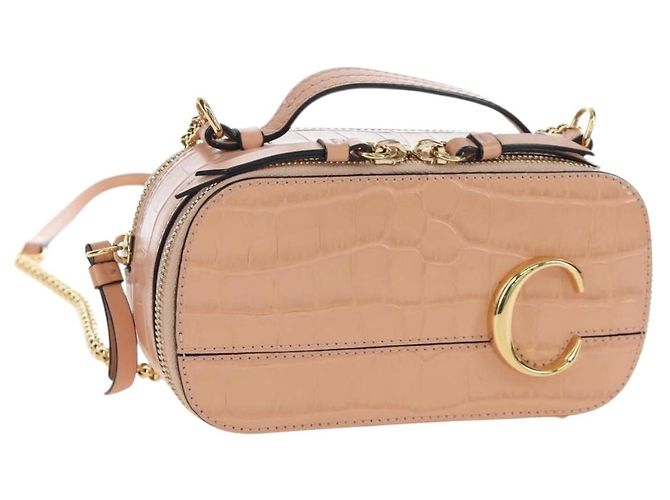 Chloé Bolsa de Ombro Chloe Chain em Couro 2way Pink Gold Auth 206795M Rosa Dourado