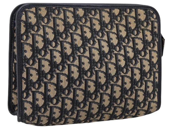 Borsa a Pochette Christian Dior Trotter Canvas Navy Silver Auth 207525 Argento Blu navy