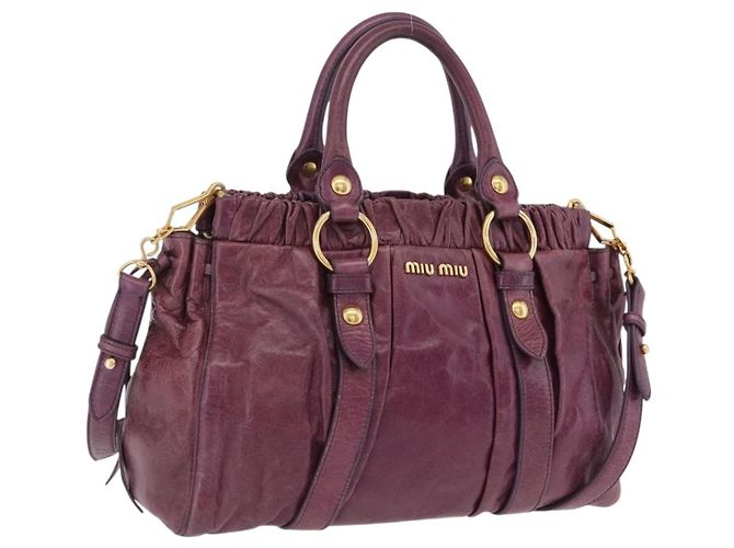 Bolsa Miu Miu em couro 2way roxa e dourada autêntica 167734M Dourado Roxo