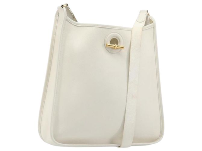 Hermès Borsa a tracolla HERMES Vespa in pelle bianca e oro Auth bs37490A Bianco D'oro