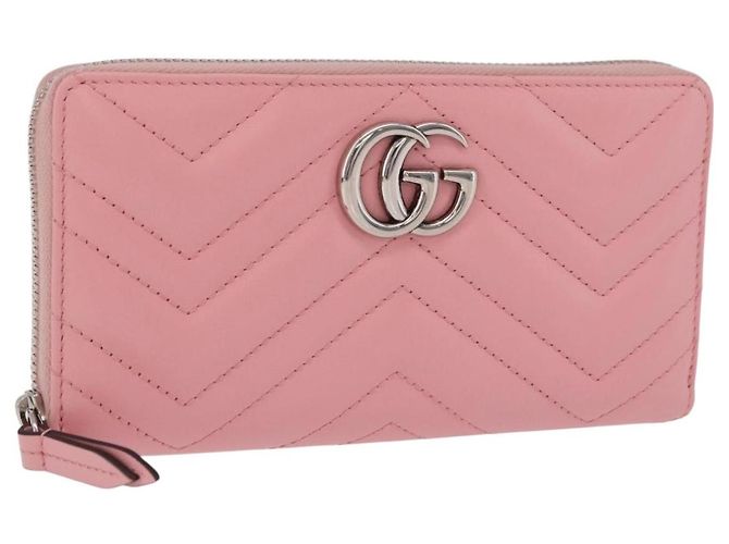 GUCCI Long Wallet Leather Pink Silver 443123 Auth 205414M