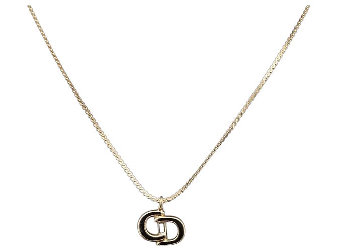 Colar Christian Dior Metal Tom Dourado Auth 206830