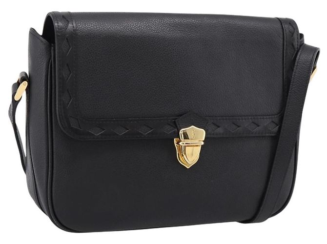Autre Marque Bolsa de Ombro Saint Laurent em Couro Preto e Ouro Auth bs37510A Dourado