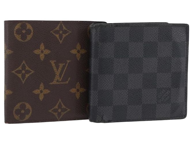 LOUIS VUITTON Damier Graphite Monogram Portefeuille Marco 2 Set Auth 206946 Damier ebene