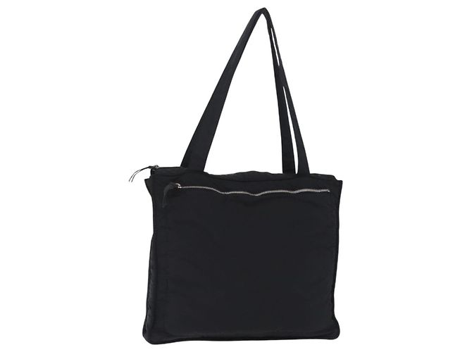 Bolso de hombro Miu Miu Nylon Black Silver Auth ka6516 Negro Plata