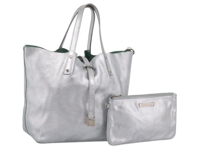 Tiffany & Co. Handtasche aus Leder Silber Auth 206887A