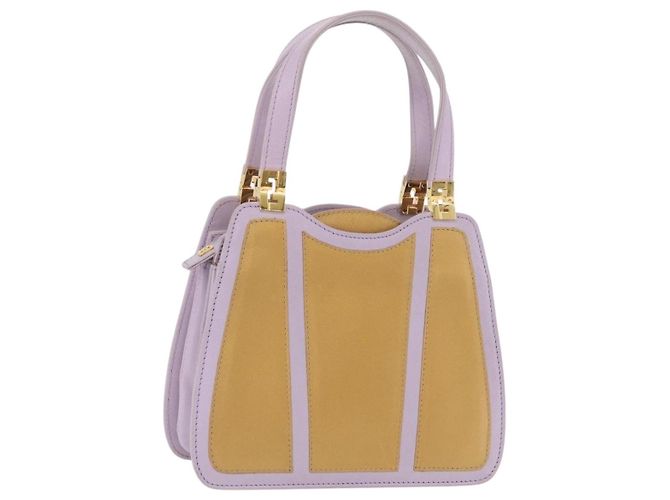 Bolsa de mão FENDI em couro roxa tom dourado Auth BA16086 Roxo