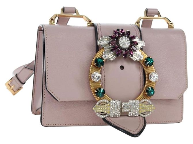 Bolsa de Ombro Miu Miu Couro Rosa Dourado Auth 206391M