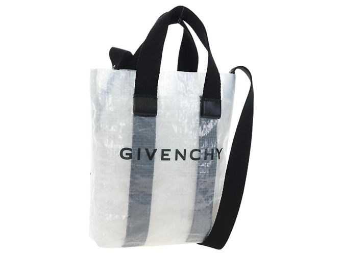Borsa a mano GIVENCHY Vinyl 2way Clear Silver Auth 206748A Argento