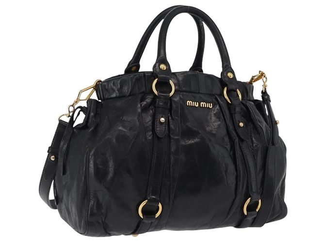 Borsa a mano Miu Miu in pelle 2way Nero Oro Auth 167716SAM D'oro