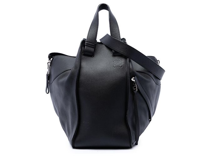 Bolsa Satchel Hammock Large em couro preto LOEWE