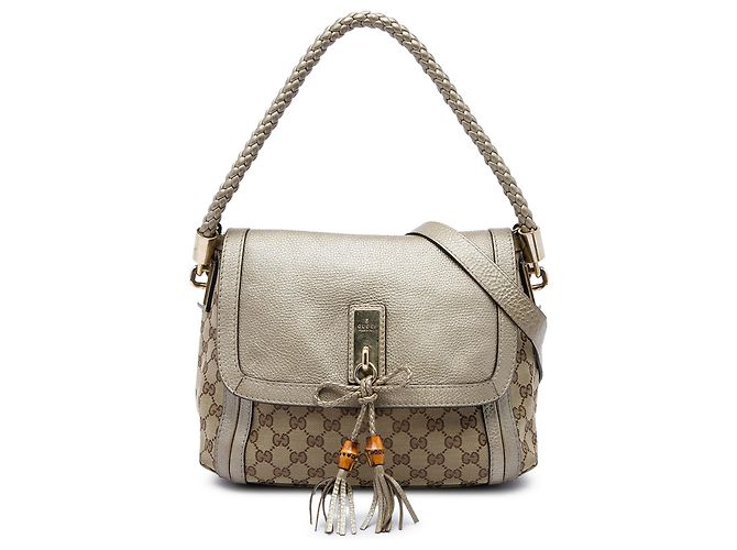 Bolsa Satchel Gucci GG Canvas Bella Bege