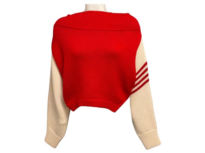 Autre Marque Camisola curta de malha de lã Monse Vermelho / Marfim com riscas