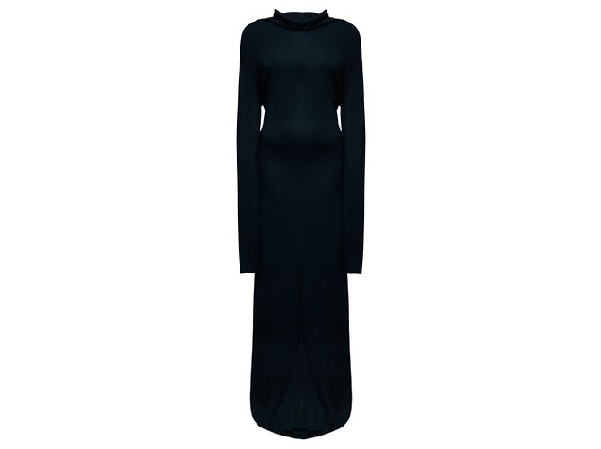 Salvatore Ferragamo Vestido maxi em jersey de manga comprida e decote drapeado Ferragamo preto