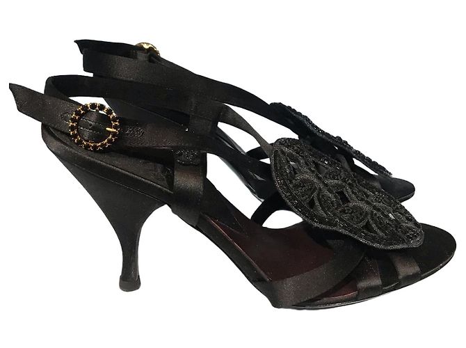 Sandali Chanel raso T.37,5 Nero