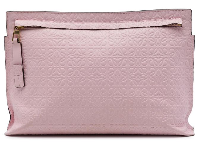 Clutch T in pelle goffrata Anagram Repeat LOEWE rosa