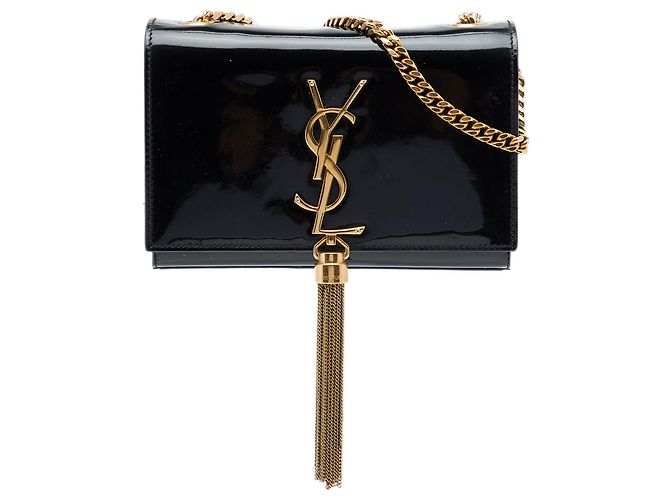 Autre Marque Borsa a tracolla Small Patent Monogram Kate Tassel Saint Laurent Nera Nero