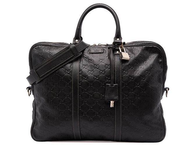 Sac business Gucci Guccissima marron