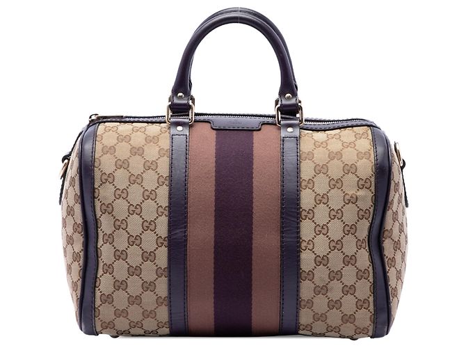 Sac Boston Satchel Gucci Medium GG Canvas Web Joy Beige